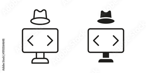 Hacker icon concept. Simple solid style. line stroke icons