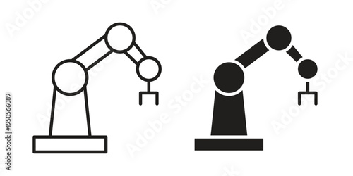 Industrial robot icon concept. Simple solid style. line stroke icons