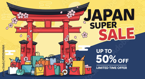 Japan Super Sale: Torii Gate, Shopping Bags, Cherry Blossoms, Up to 50% Off
