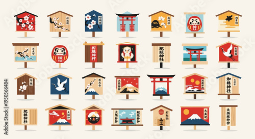 Japanese Ema Votive Tablets Collection: Temples, Nature, and Cultural Symbols