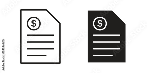 Invoice icon concept. Simple solid style. line stroke icons