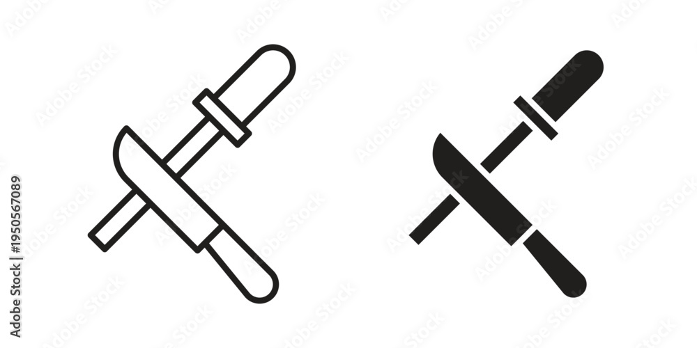Naklejka premium Knife sharpener icon concept. Simple solid style. line stroke icons