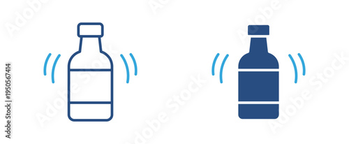 Shaking bottle icon set. Beverage bottle shaking icon, carbonation drink and refreshment concept. Vector illustration.