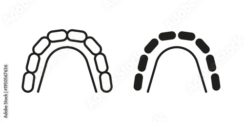 Lingual braces icon concept. Simple solid style. line stroke icons