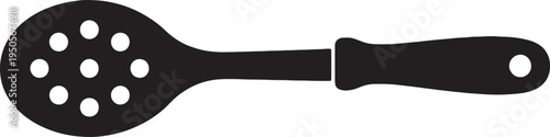 Foto Kitchen slotted spoon silhouette for straining and serving food in a restaurant