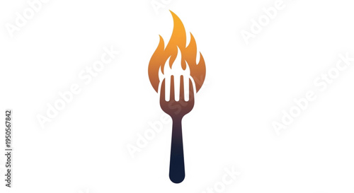 This fiery logo design features a modern silhouette of a fork seamlessly blending into bright, dynamic flames. Perfect for barbecue restaurants, spicy food brands, grill houses, or culinary blogs.