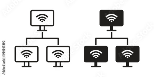 Local network icon concept. Simple solid style. line stroke icons