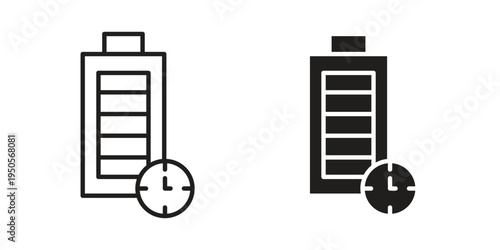 long battery life icon concept. Simple solid style. line stroke icons