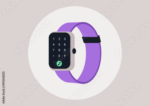 A stylish smart watch features a bright wrist band, perfect for any activity, It offers modern technology on your wrist, blending fashion with function effortlessly.