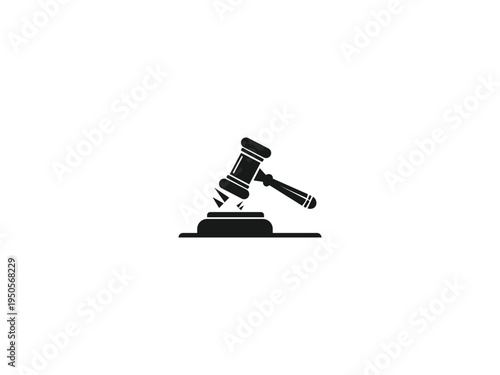 Judge gavel hitting block vector icon law court symbol justice hammer vector illustration