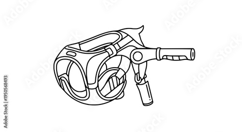 Goggles virtual reality with futuristic design and cylindrical tube attachment featuring VR, technology, gadget with