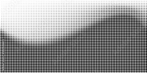 Grunge halftone gradient background. Faded grit noise texture. White and black sand wallpaper. Retro pixelated backdrop. Anime or manga style comic overlay. Vector graphic design textured template