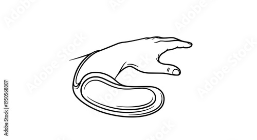 Hand open palm with fingers spread wide in simple black line art style featuring illustration, drawing, gesture with