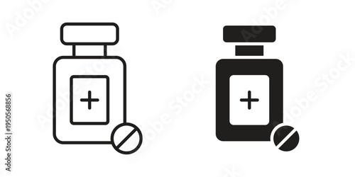 Medicine bottle icon concept. Simple solid style. line stroke icons
