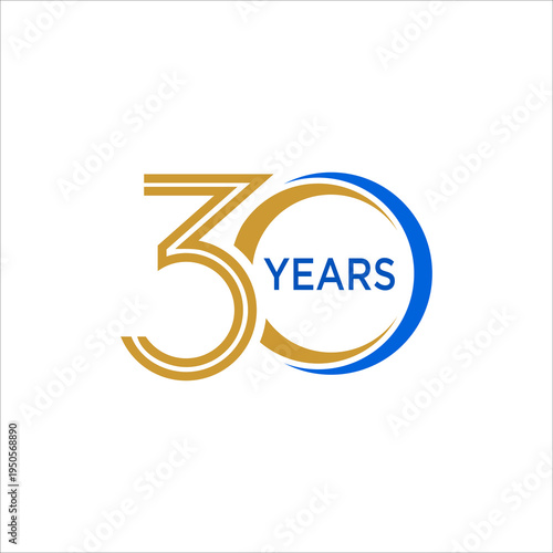30 years anniversary logo vector icon with ribbon banner celebration emblem for thirty year milestone event corporate celebration design isolated on white background