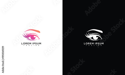 Beauty Eye Logo Design with Long Eyelashes and Gradient Colors for Cosmetic  Lash Brands.