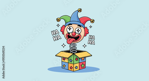 Jack in the Box Clown Surprise Illustration.