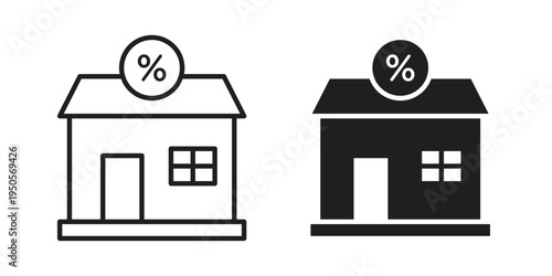 Mortgage rate icon concept. Simple solid style. line stroke icons