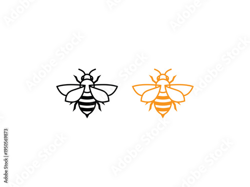 A collection of Bee line art icon set vector