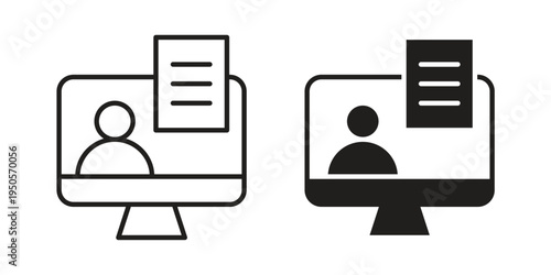 Online course icon concept. Simple solid style. line stroke icons