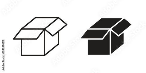 Open box icon concept. Simple solid style. line stroke icons