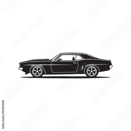 Classic Muscle Car Silhouette Driving Fast