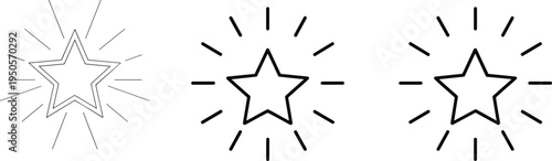 Glowing star icon, shining symbol illustration, radiant light design vector, layered star artwork, luminous graphic element, celestial rating feedback representation