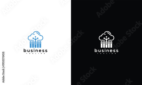 Cloud Computing Data Server Logo - Modern IT Solutions  Network Technology Business Icon.