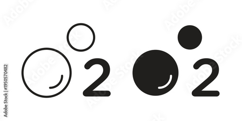 Oxygen O2 icon concept. Simple solid style. line stroke icons
