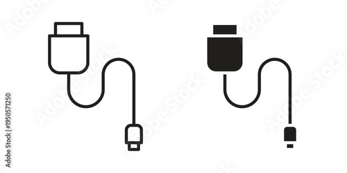 Phone cable icon concept. Simple solid style. line stroke icons