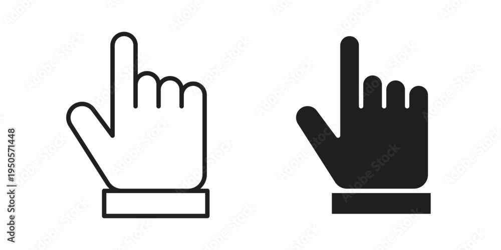 Obraz premium Pointing hand icon concept. Simple solid style. line stroke icons
