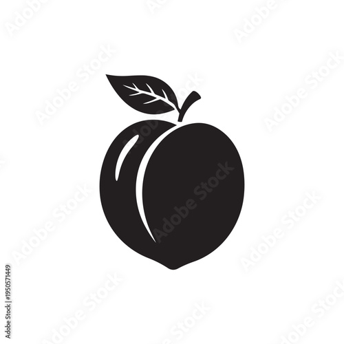 Peach Fruit Icon with Leaf Silhouette