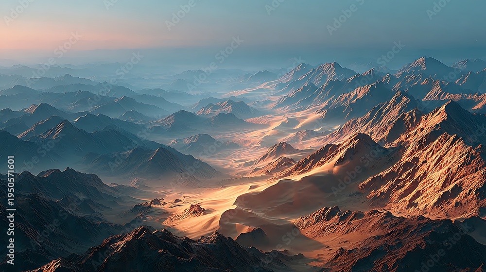 Naklejka premium Golden desert dunes with intricate wind carved lines images