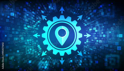 Logistics management technology background. Smart logistics and transportation. Logistic global network distribution. Binary Data Flow. Virtual tunnel warp made with digital code. Vector Illustration.