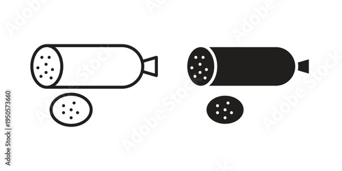 Salami icon concept. Simple solid style. line stroke icons