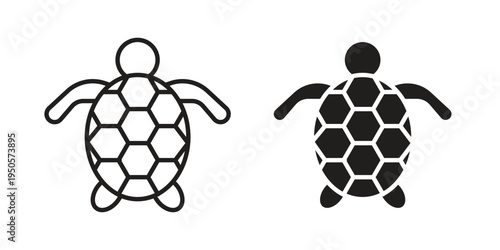 Sea turtle icon concept. Simple solid style. line stroke icons