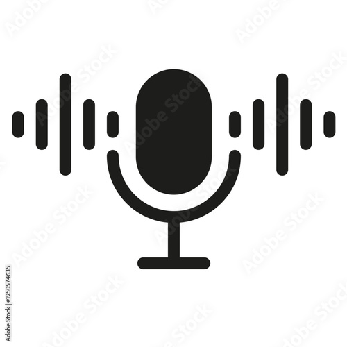  microphone icon representing voice and sound Digital voice microphone with sound waves Podcast Recording Radio Broadcasting and Sound Communication Vector Illustration