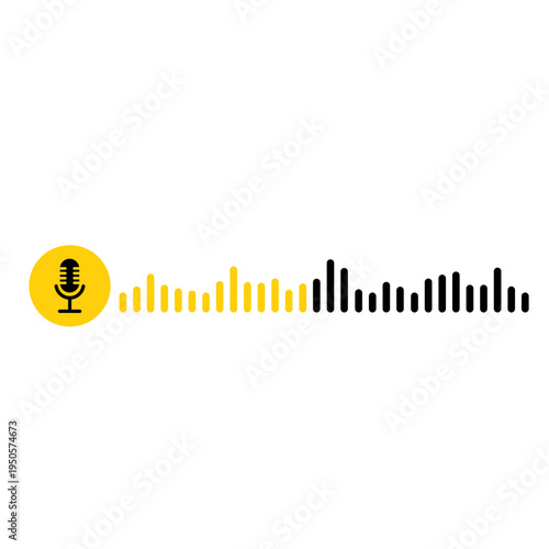 Sound waves Analog and digital audio signal. Music equalizer. Interference voice recording. High frequency radio wave. Vector audio wave spectrum element Monochrome soundwave lines rhythm symbol
