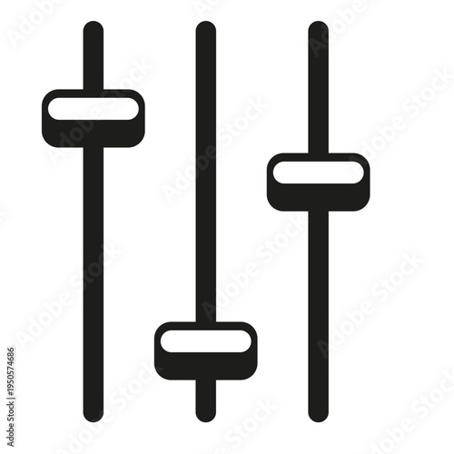 graphic equalizer illustration Vector icon representing three slider controls indicating adjustable settings or filter options in a digital interface Minimalist black and white for volume control