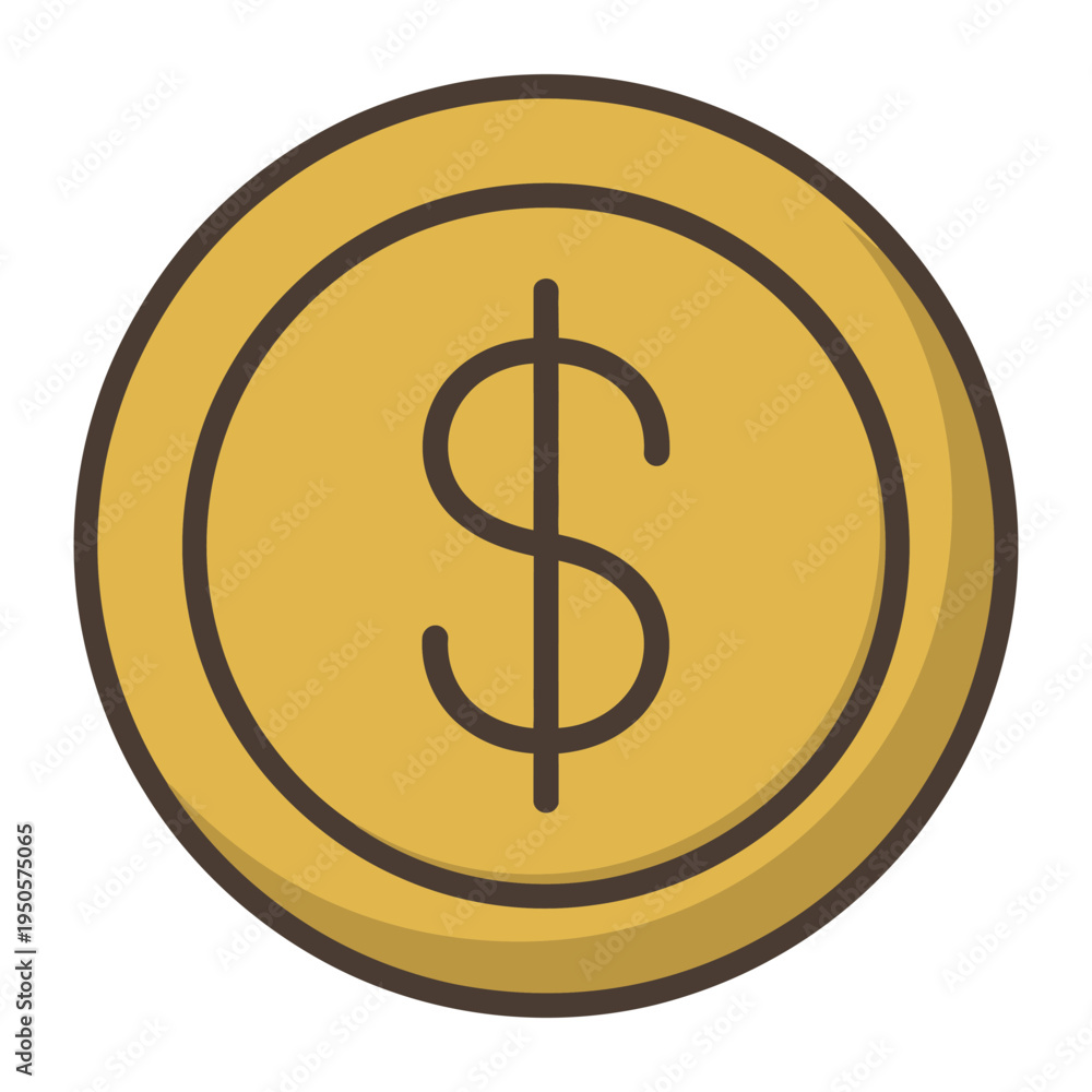 Obraz premium Golden coin with a prominent dollar sign in the center, symbolizing currency, finance, and economic value.