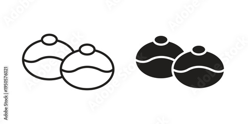 Sufganiyah icon concept. Simple solid style. line stroke icons