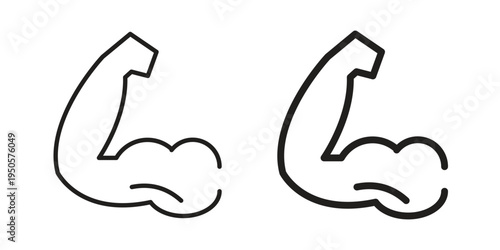 Strong arm icon concept. Simple solid style. line stroke icons