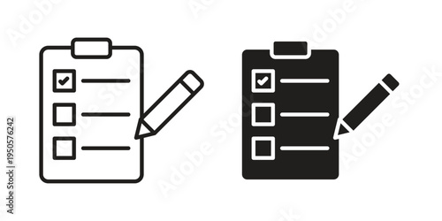 Survey icon concept. Simple solid style. line stroke icons