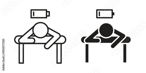 Tired person icon concept. Simple solid style. line stroke icons