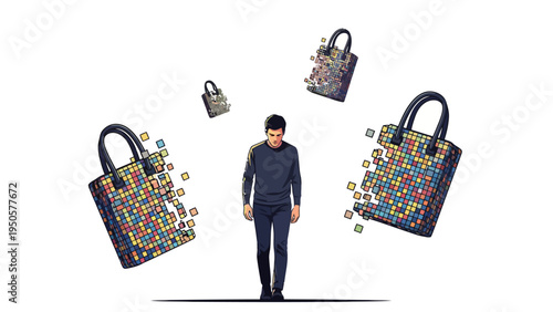 Man Surrounded by Locks.