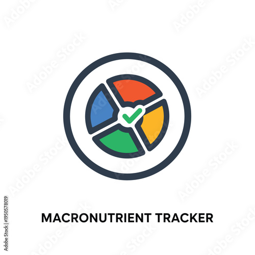 Modern vector icon representing a comprehensive macronutrient tracker for health, diet, and wellness applications, symbolizing progress and nutritional goal achievement