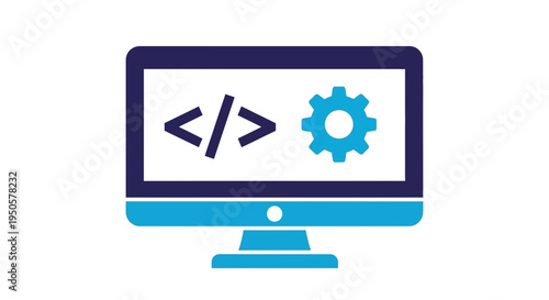Computer coding software development icon.