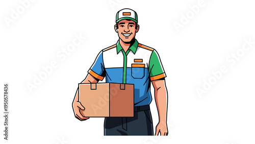 Delivery Man Holding Package.