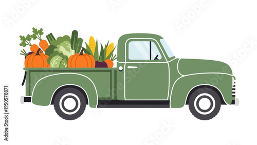 Green Truck with Vegetables.