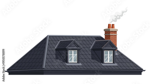 House Roof with Chimney.